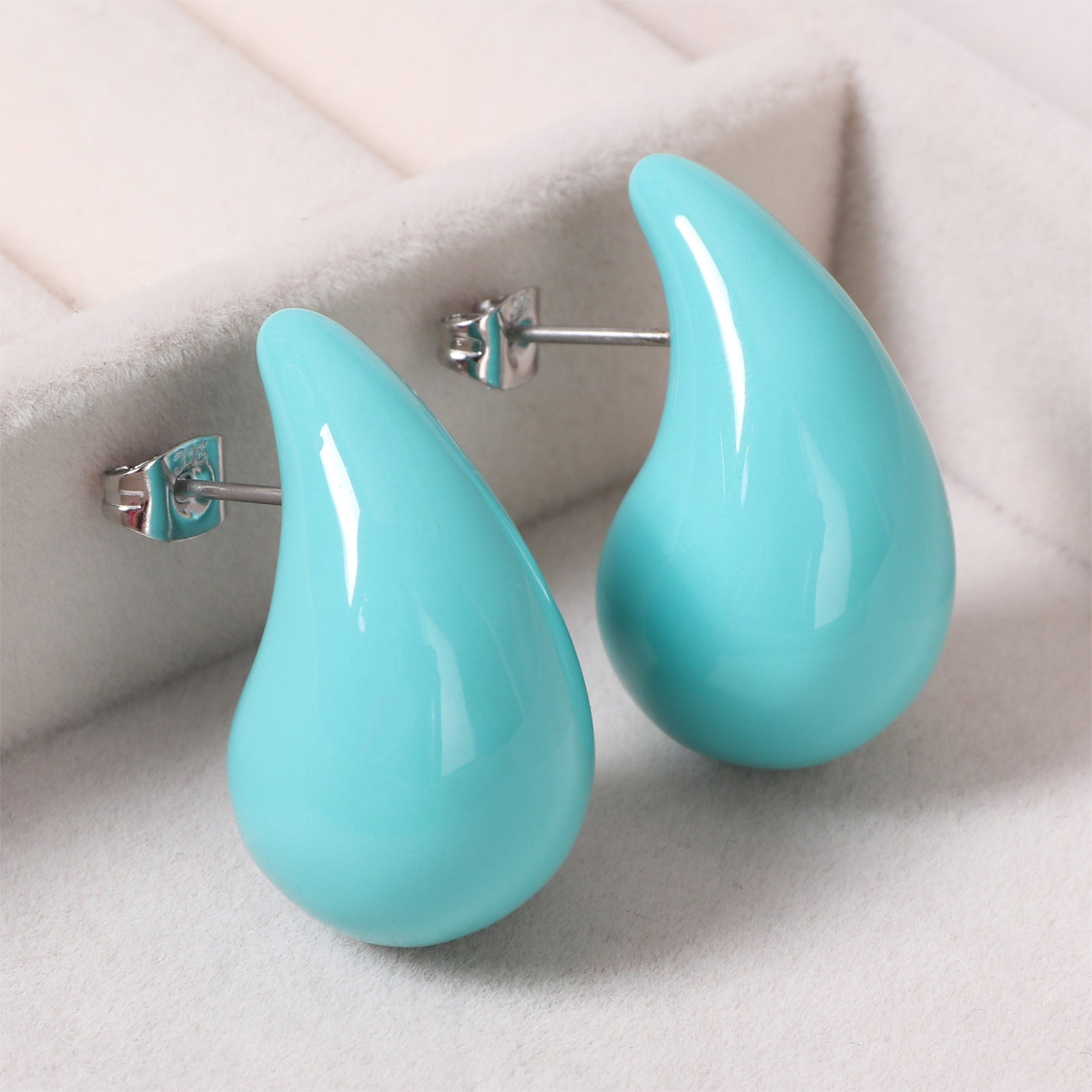 Wholesale Stainless Steel Colorful Oil Drop Geometric Earrings