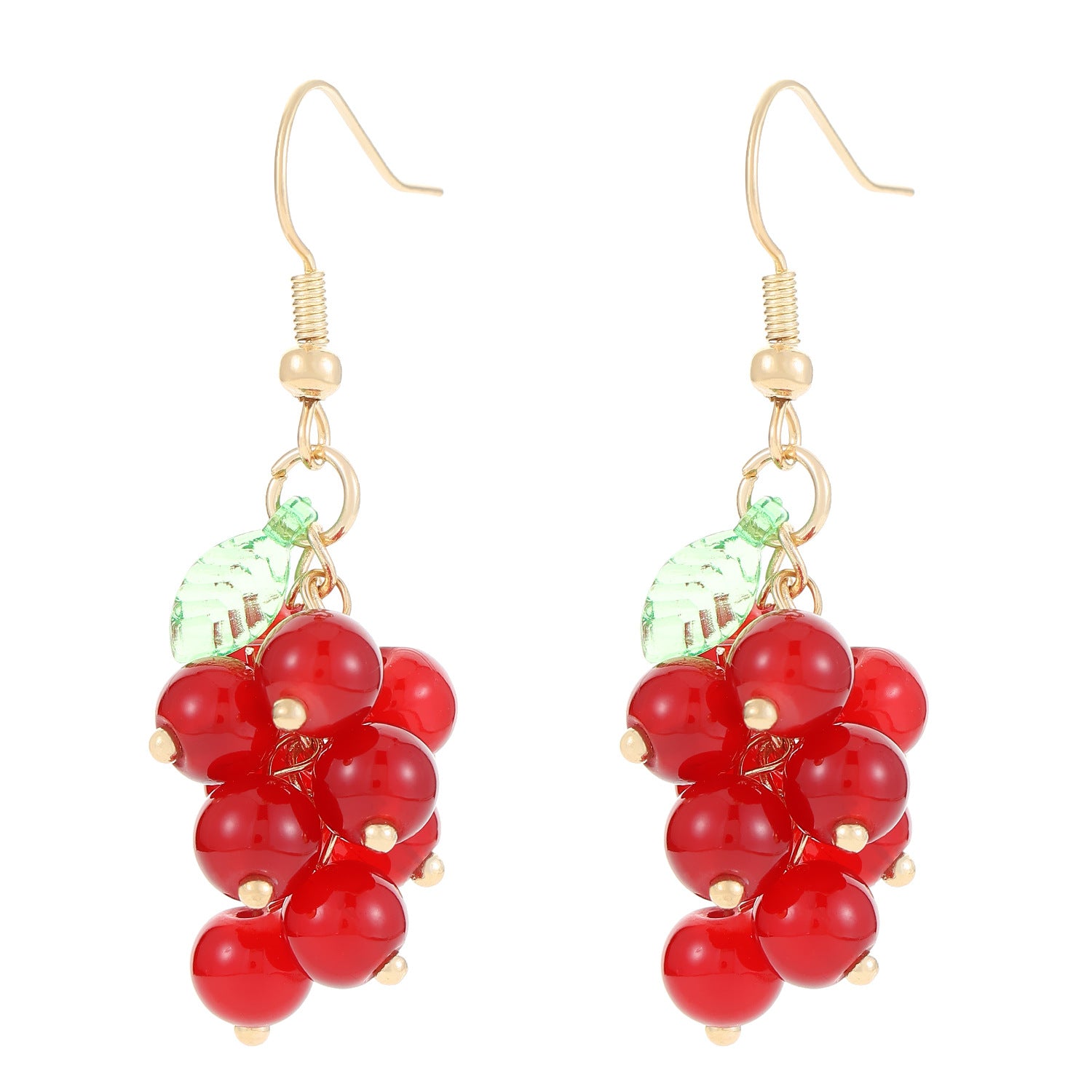 Wholesale Retro Grape Drop Earrings For Women Glass Gold Toned Fruit Earrings Sweet Casual Jewelry Accessory Party Wear Boutique Resale
