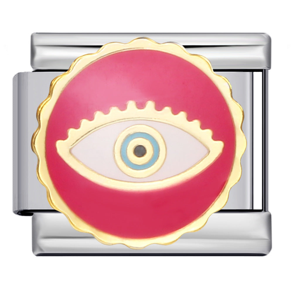 Wholesale Italian modularCircular pattern titanium steel welding dripping bracelet DIY