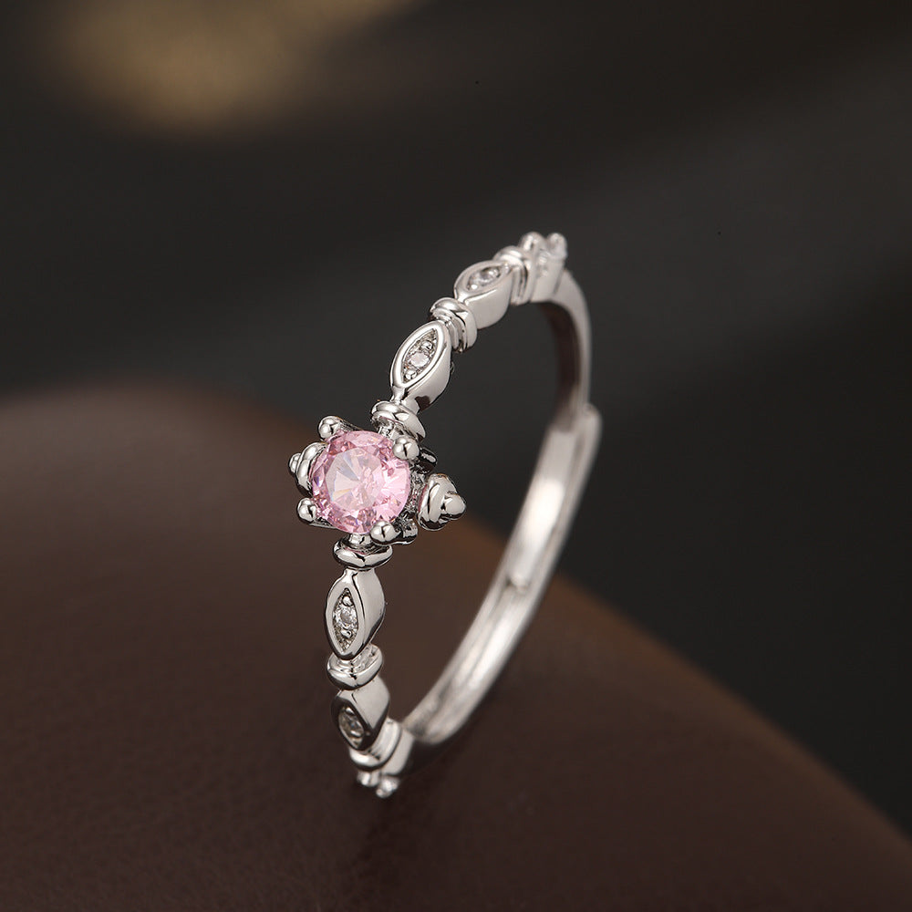 Wholesale Snowflake Geometric Open Ring For Women Silver Pink Zircon Stone Electroplated Fashion Accessory For Everyday Wear And Boutique Resale