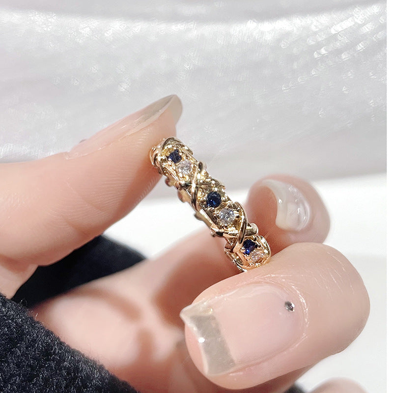 Wholesale Cross Full Diamond Zircon Open Ring Adjustable Rings ACC-RS-JiuHao009