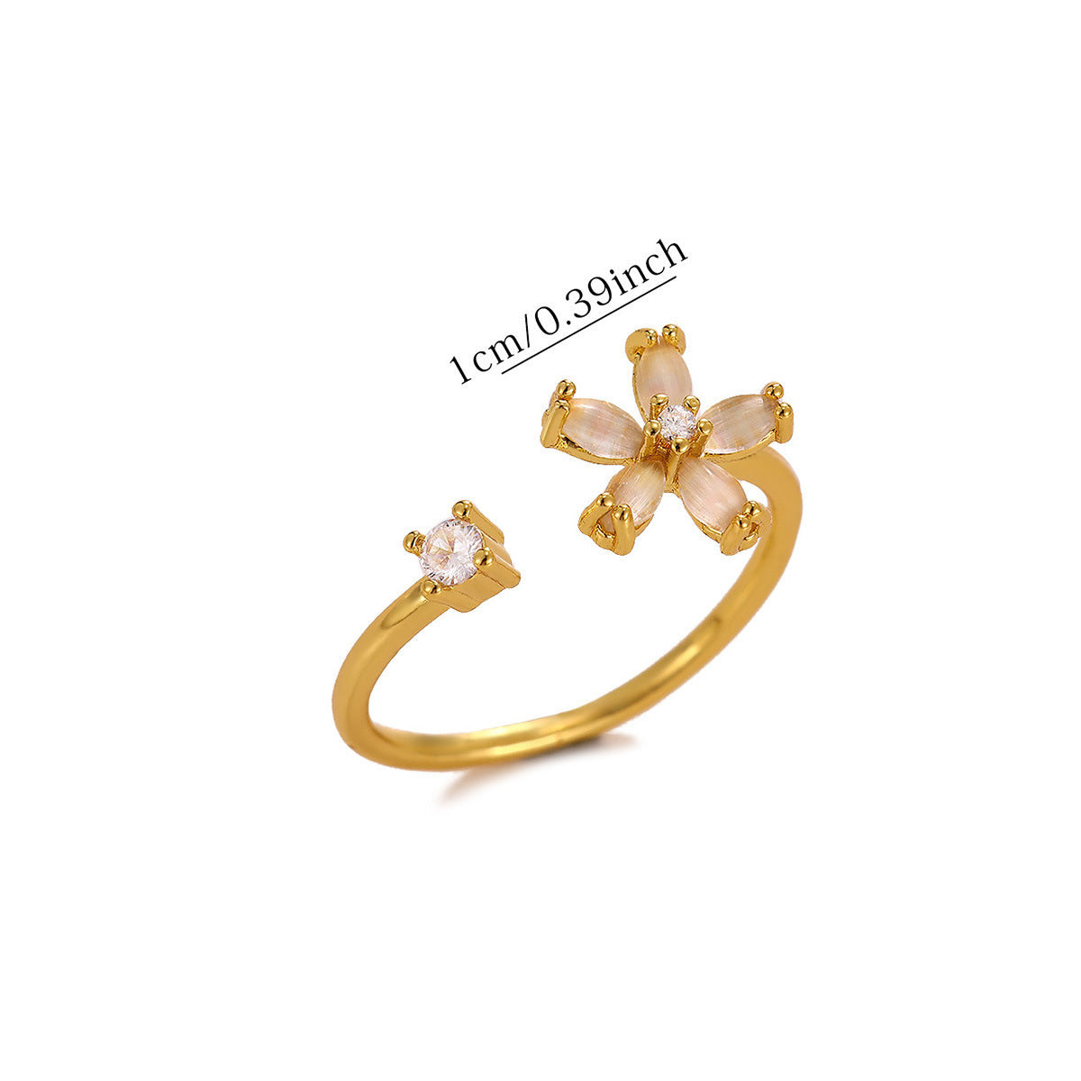 Wholesale Gold Plated Heart Shape Open Ring with Multicolor Zircon - Boutique Resale Jewelry Accessory