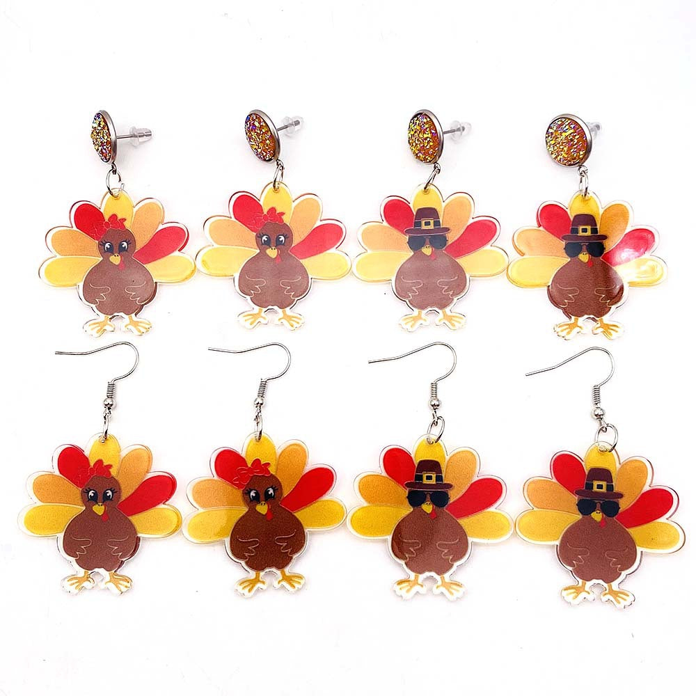 Wholesale Thanksgiving Turkey acrylic earrings