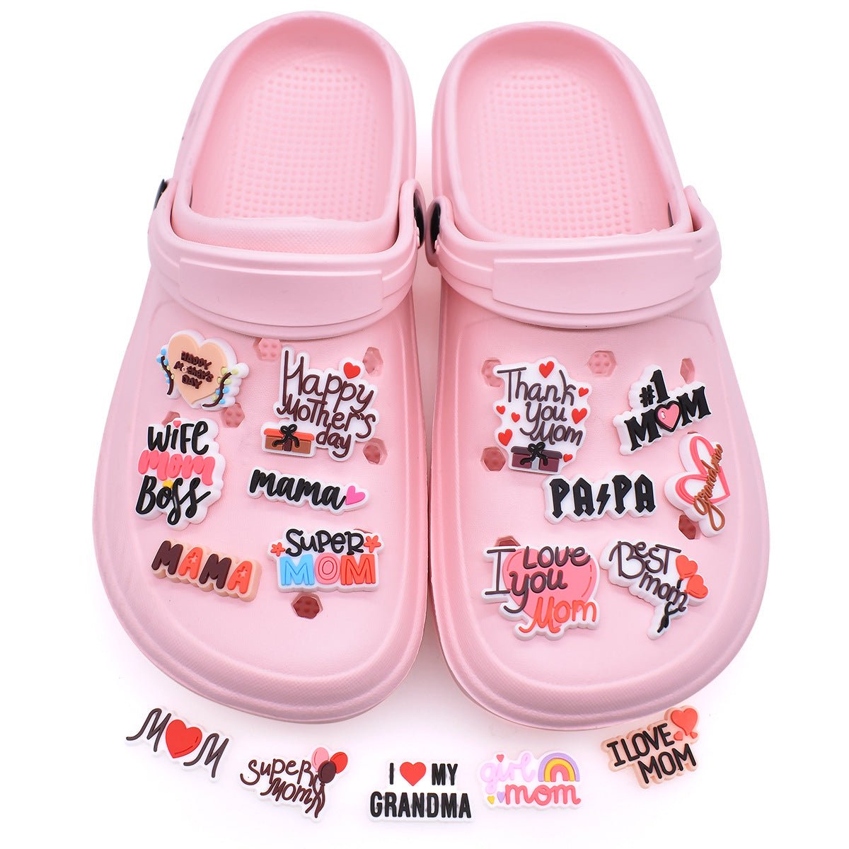 Wholesale Random 100pcs Mother's Day Shoe Buckle Decoration Shoes Charms ACC-SC-RYY030