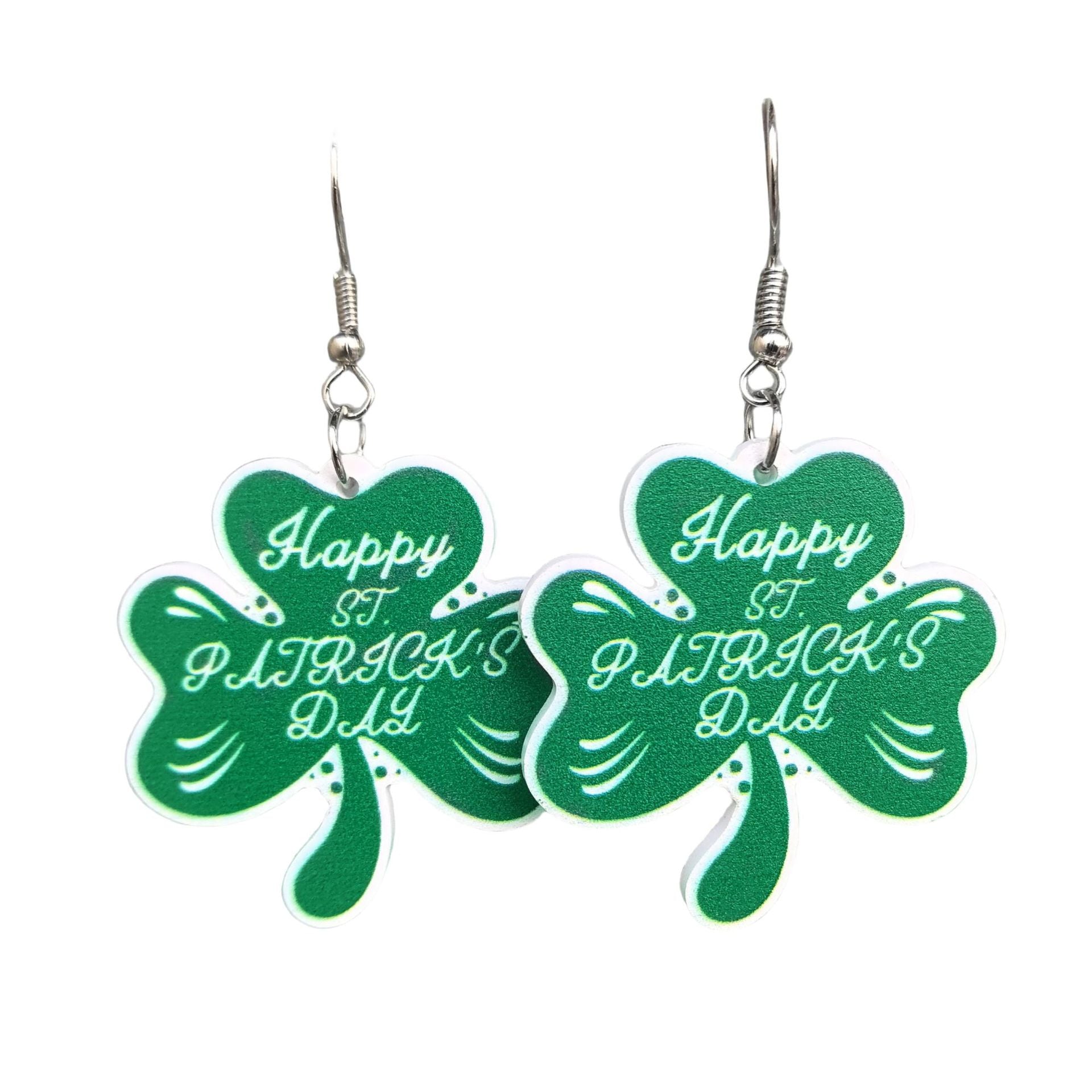 Wholesale  Patrick Clover Green Irish Party  Four-leaf Clover Love  Letter Earrings