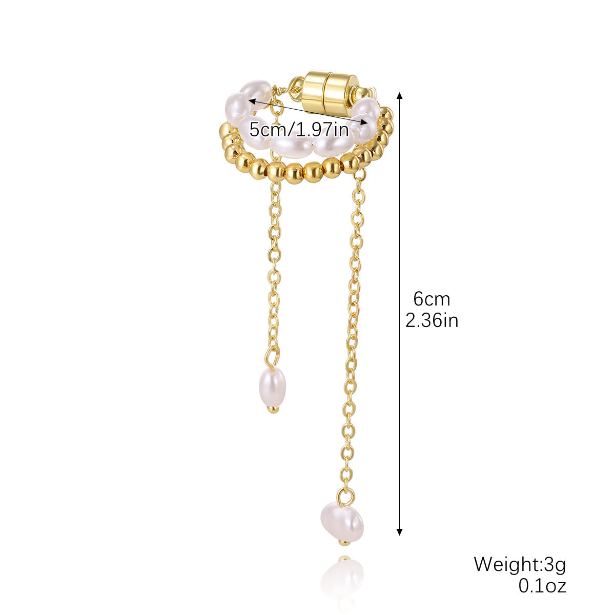 Wholesale  Light Luxury Trendy High-End Magnetic Pearl Tassel Non-Pierced Ear Clip Versatile Ear Cuff