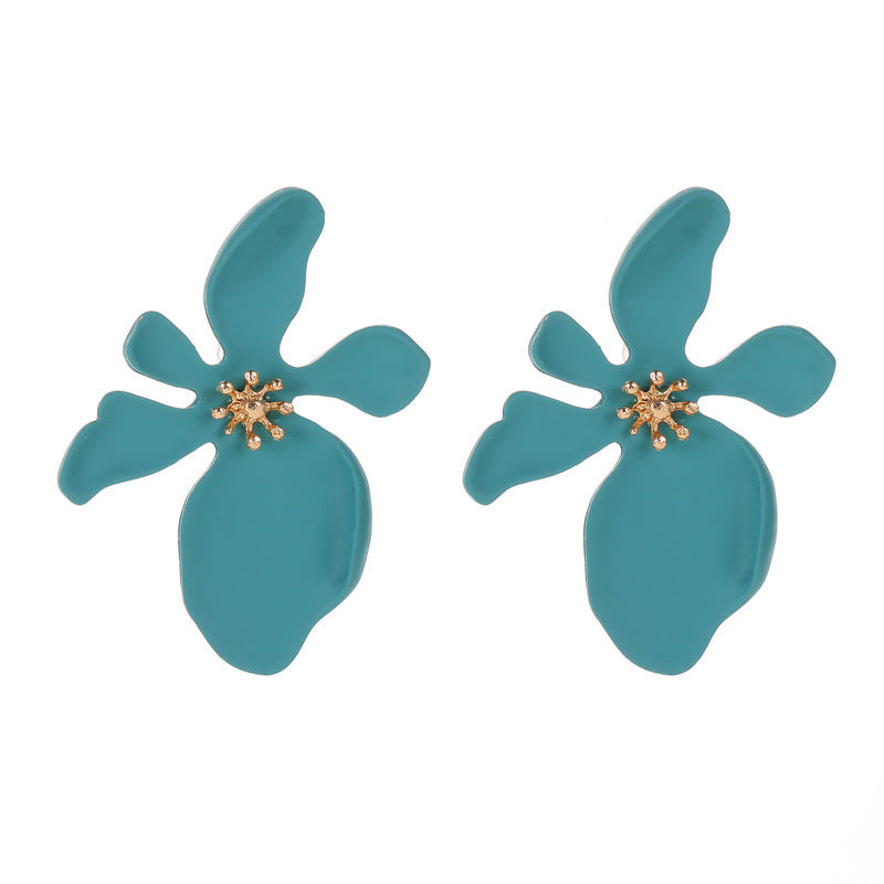 Wholesale Baking Paint Finish Frosted Flower Earrings Trendy Multi Layer Petal Jewelry Accessory For Boutique Resale
