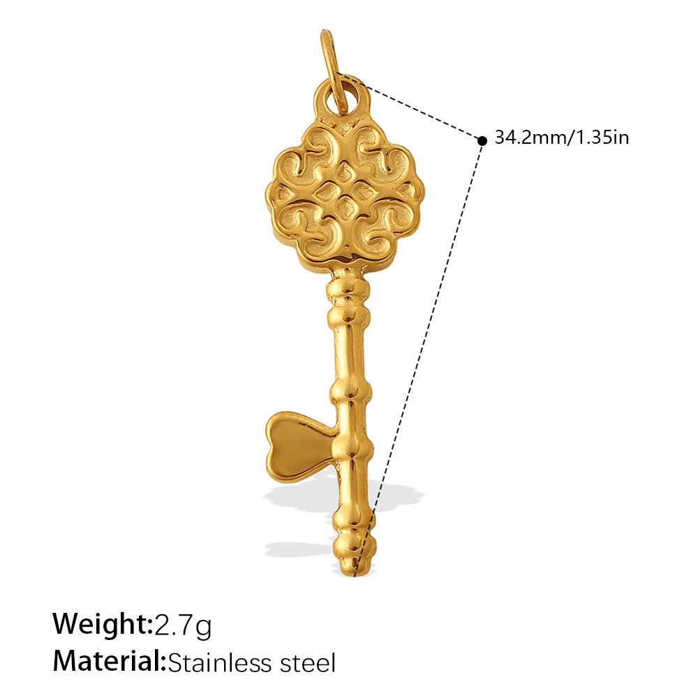 Wholesale Diamond-Encrusted Key Lock Stainless Steel Pendant Accessories