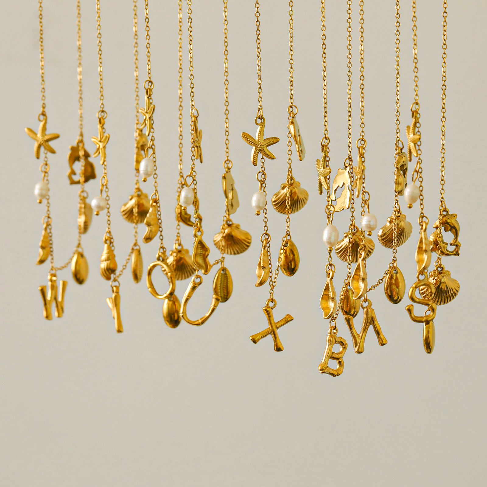 Wholesale 26 Letters Freshwater Pearl Starfish Ocean Series Necklace