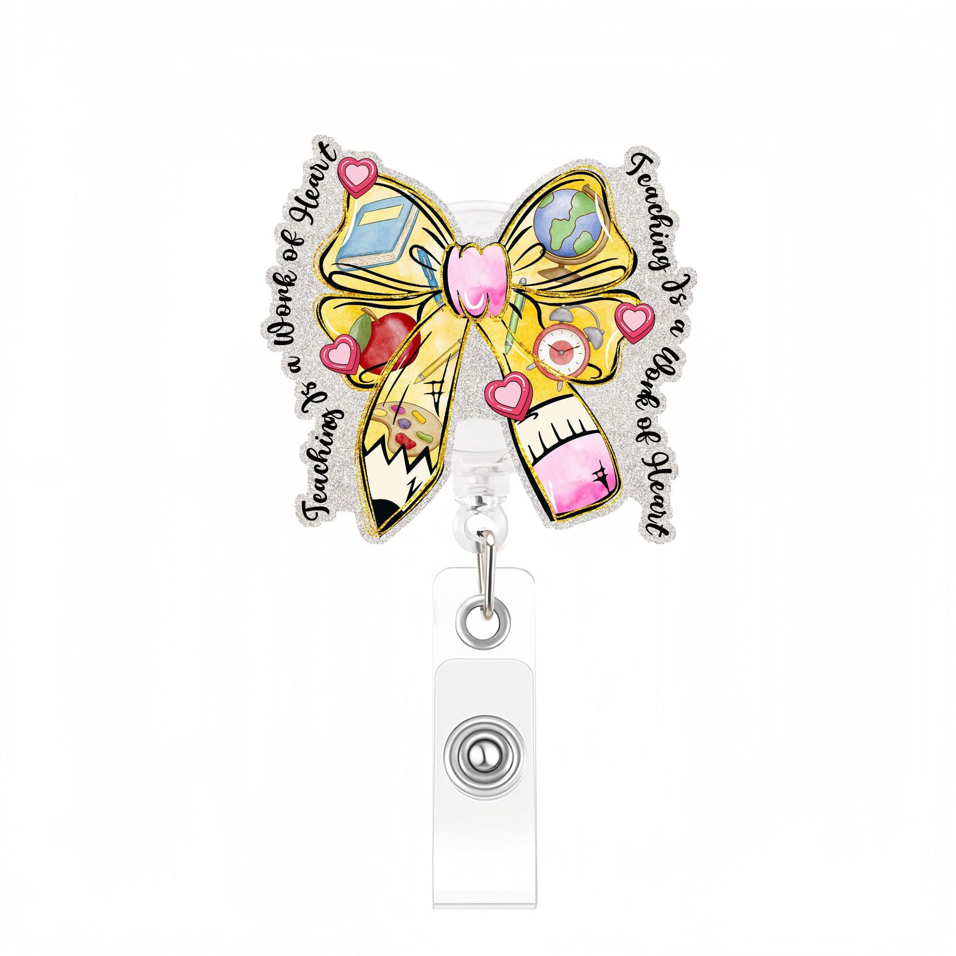 Wholesale  creative quote pink bow Badge Reels