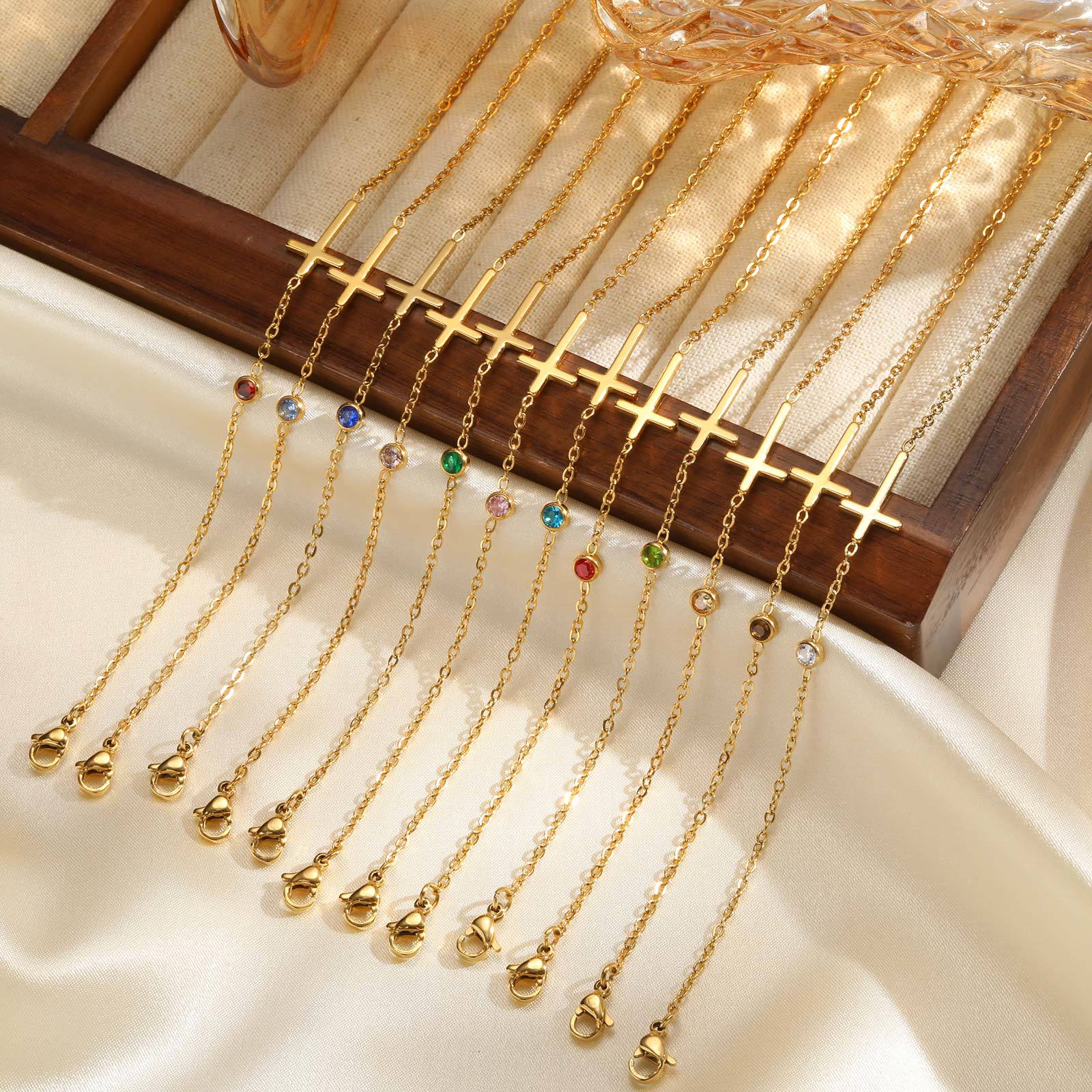 Wholesale Stainless Steel Gold Cross Birthstone Bracelet For Women Fashion Jewelry Accessory For Everyday Wear