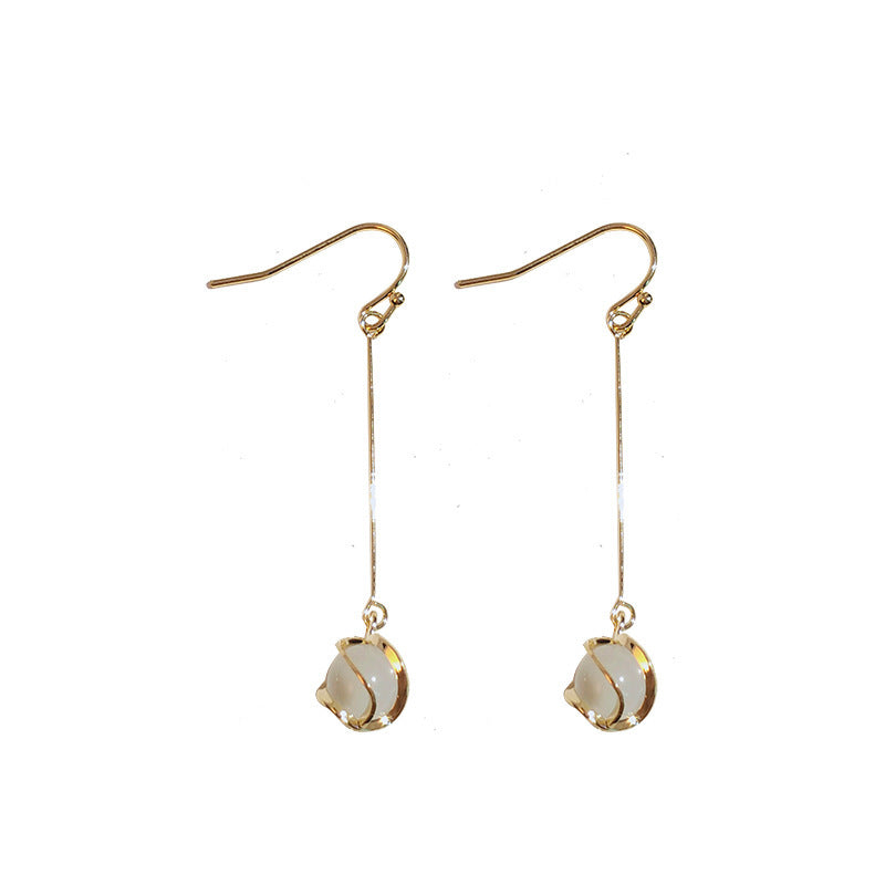 Wholesale S925 silver needle Opal tassel long light luxury  earrings