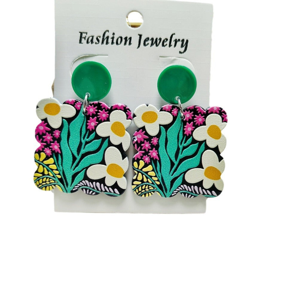 Wholesale Acrylic Creative Flowers Acrylic Earrings ACC-ES-Qiyu014