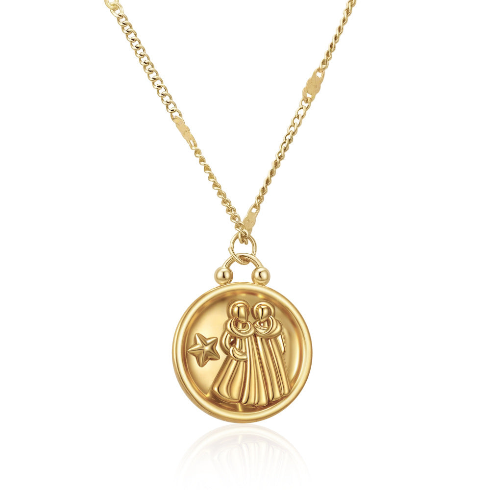 Wholesale Stainless Steel Zodiac Pendant Necklace
