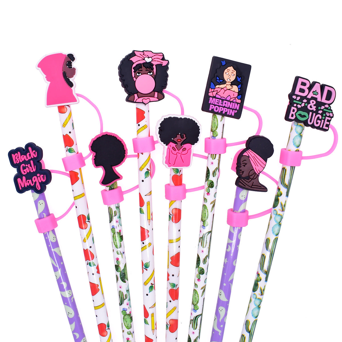 Wholesale Random 100pcs Cartoon Straw Tube Cap 10mm Soft Glue Straw Decoration Straw Cover ACC-SCR-RYY037