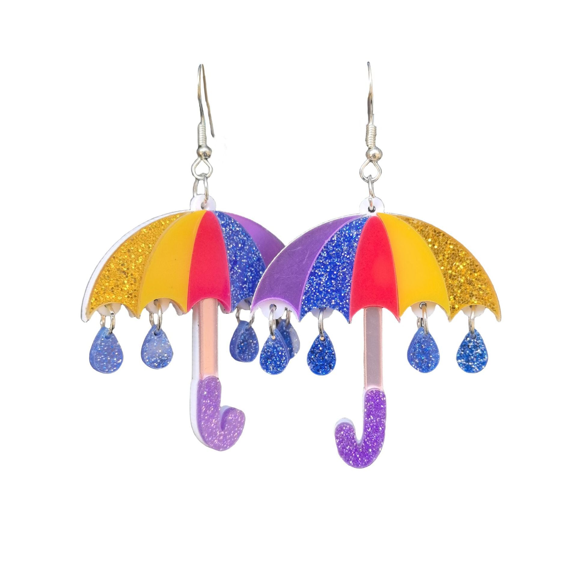 Wholesale  Acrylic Earrings Cute Raindrop Umbrella Creative Color-matching Double-layer Large Earrings