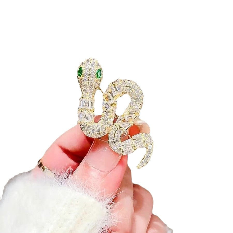Wholesale  Luxury Green Eyes Snake Brooch