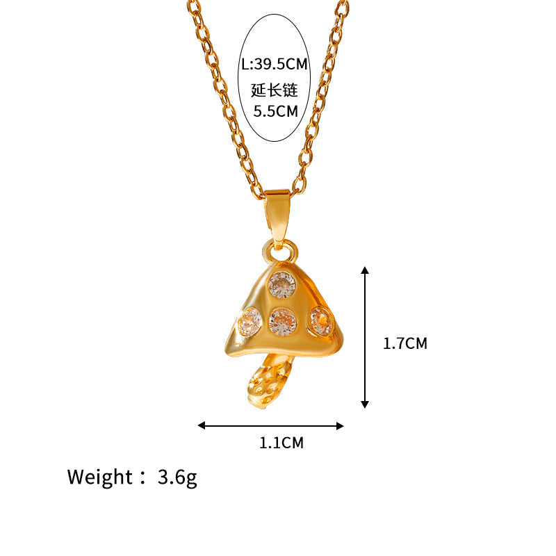 Wholesale  Stainless Steel  Devil's Eye Accessories Small Mushroom Bow Micro-inlaid Color Necklaces