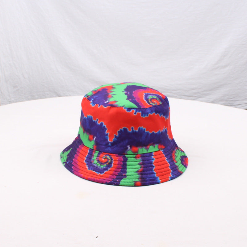 Wholesale Double-sided tie-dyed fisherman hat  3D color printing  hat