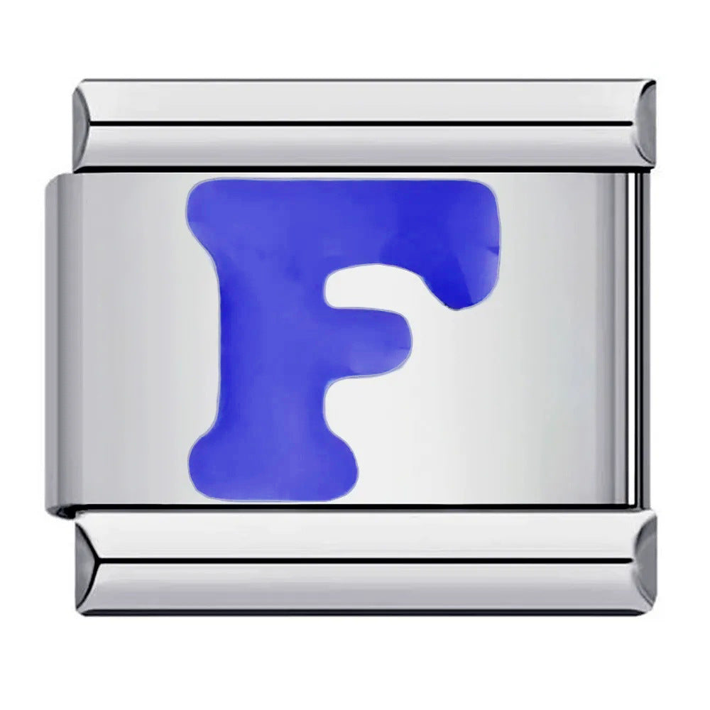 Wholesale Italian Charm Bracelet 9mm DIY blue English initials Creative Stainless Steel Composable Bracelet