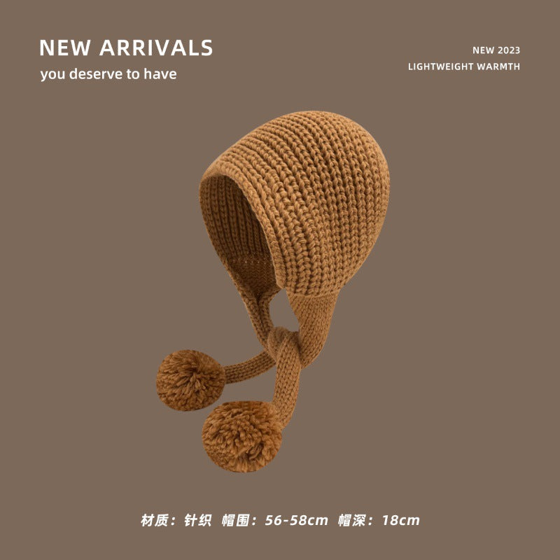 Wholesale Cute bear ears long braid plush hat