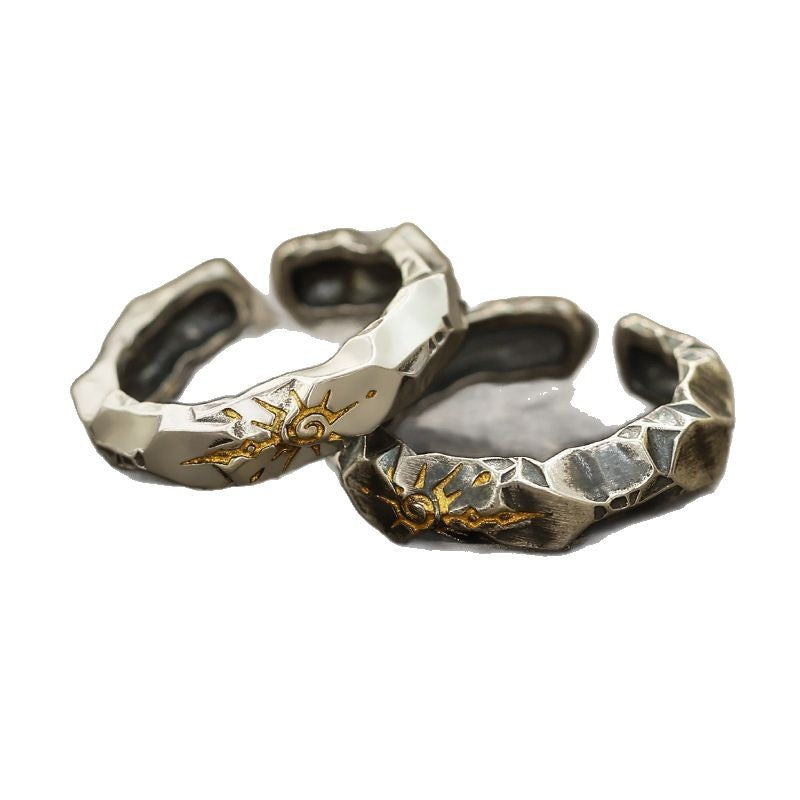 Wholesale Geometric Wishing Stone Ring Silver Plated Fashion Jewelry Accessory for Men and Women