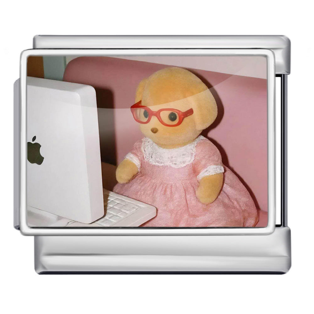 Wholesale Italian Charm Bracelet 9mm DIY Cute Cat Series  Creative Stainless Steel Composable Bracelet