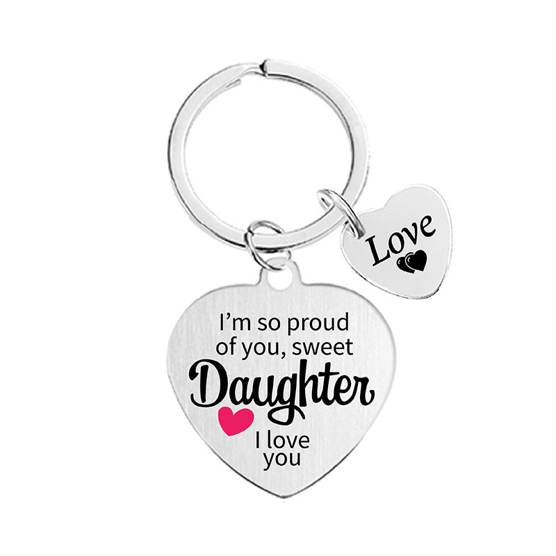 Wholesale Heart Color Print Family Affection Inspirational Holiday Gift Metal Keychain Creative Keychain ACC-KC-Ganggu020
