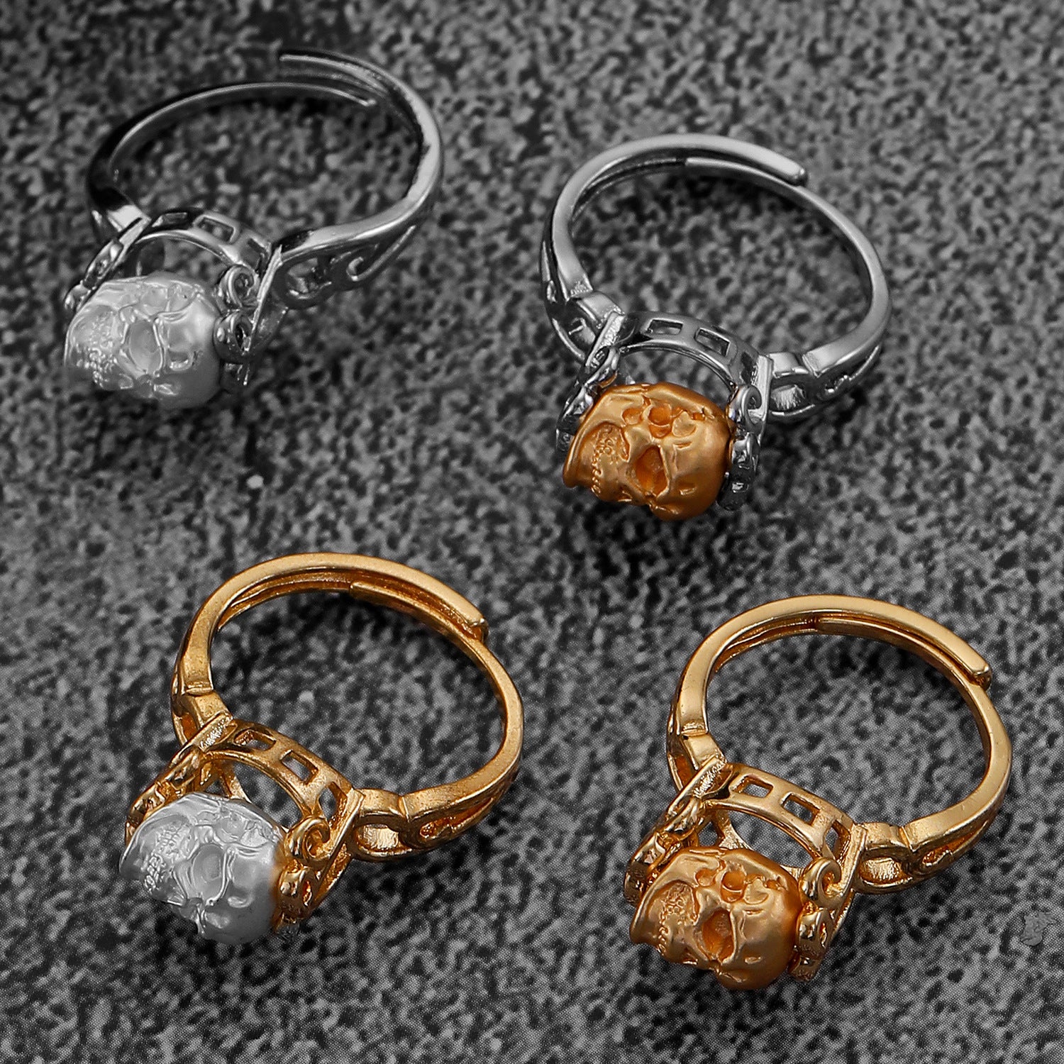 Wholesale Gold Plated Gothic Skull Ring Fashion Jewelry Accessory for Gift Boutique