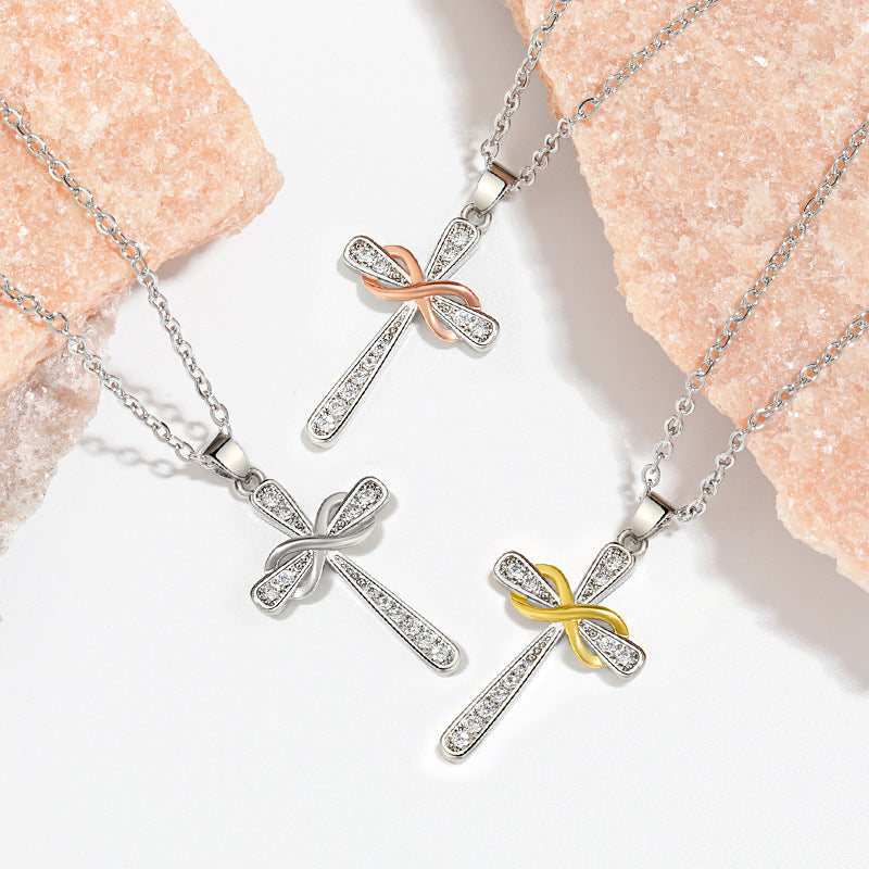 Wholesale infinite 8-word pendant clavicle chain retro eternal cross necklace