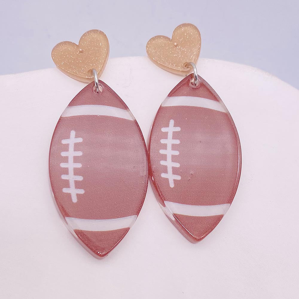 Wholesale Acrylic Earrings Geometric Basketball Football Print Earrings ACC-ES-Cheny001