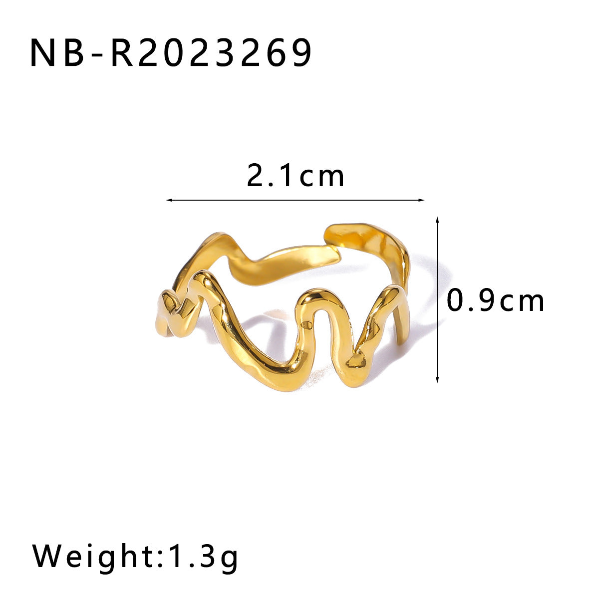Wholesale geometric irregular water drop line hollow titanium steel  ring