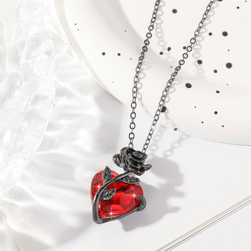 Wholesale Halloween Rose Gothic Dark Style Heart Shaped Necklaces ACC-NE-HaoYun001