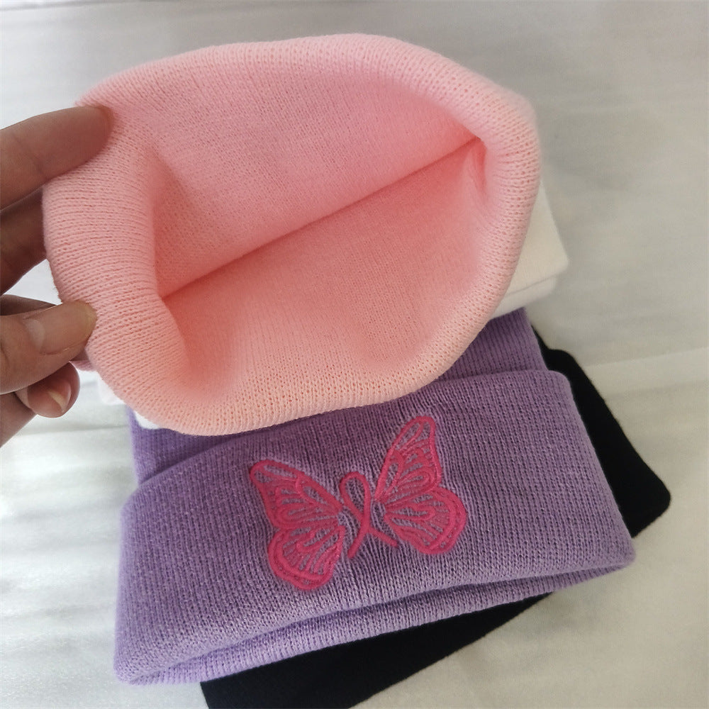Wholesale Embroidered Butterfly Knitted Hat Wool Hat
