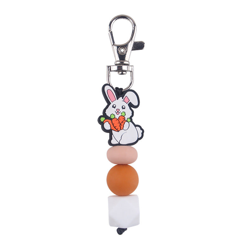 Wholesale Silicone Beaded Bracelet Jewelry Creative DIY Cartoon Rabbit Keychain