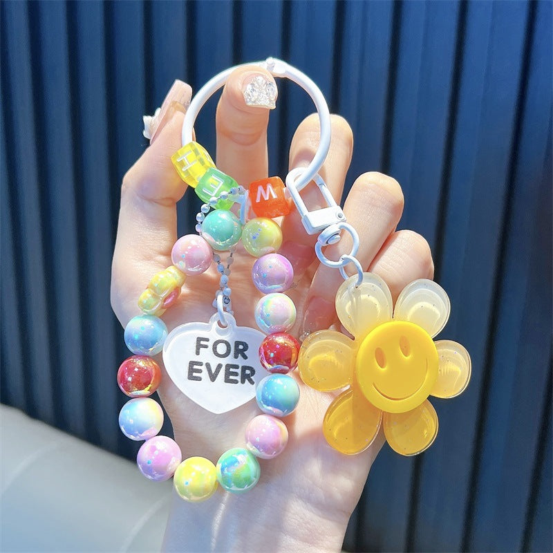 Wholesale Creative Acrylic Smiling Flower Keychain