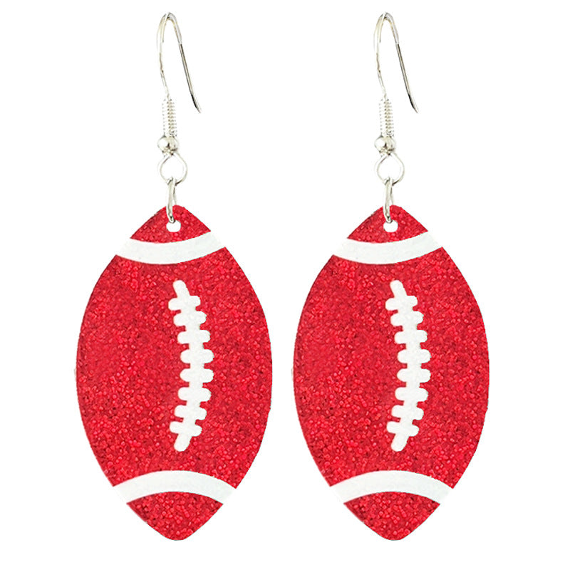 Wholesale  source football soccer color contrast fashion ladies shiny acrylic earrings