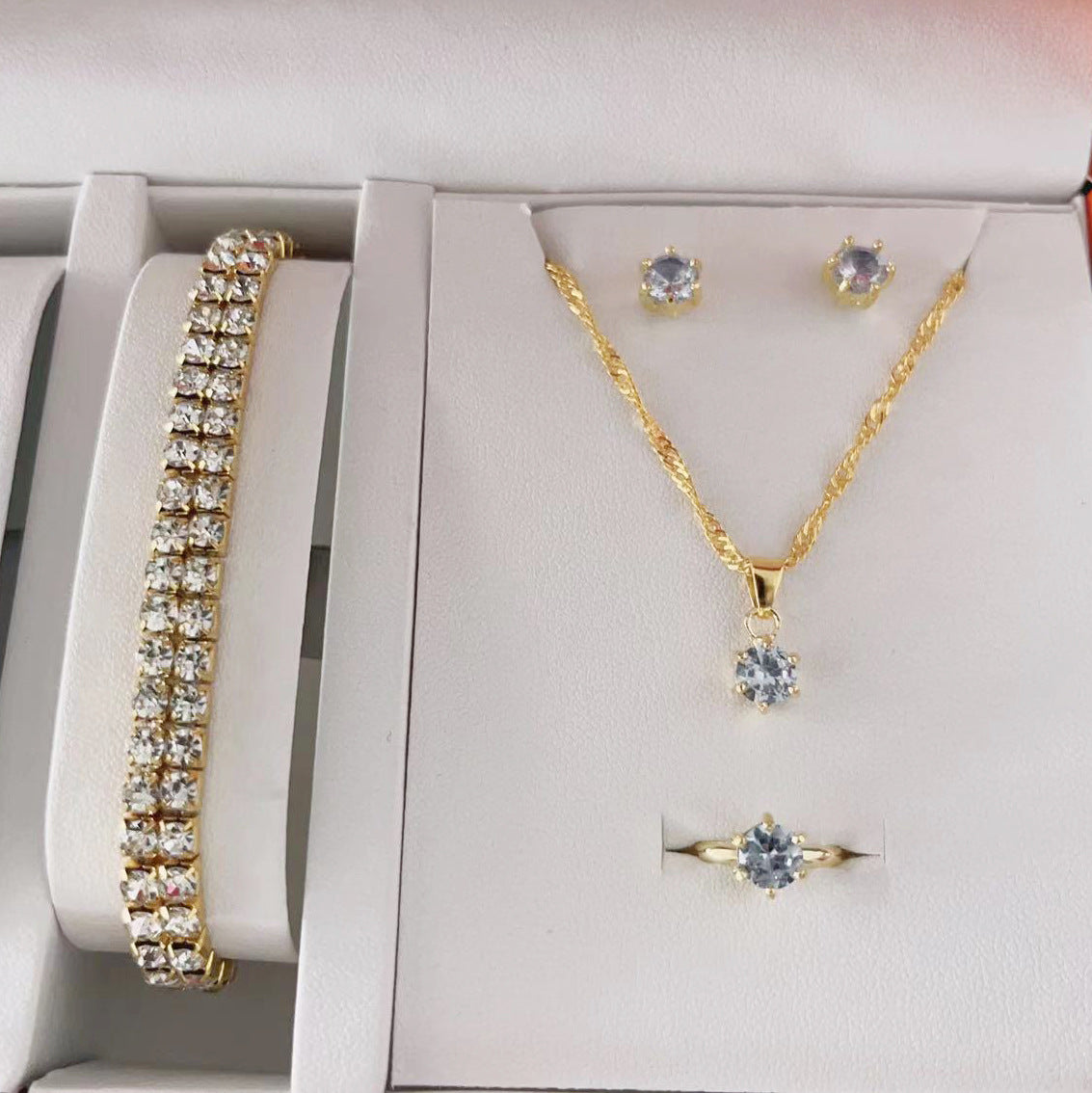 Wholesale Zircon Necklace Earrings Ring Bracelet Sets ACC-NE-AnHe003