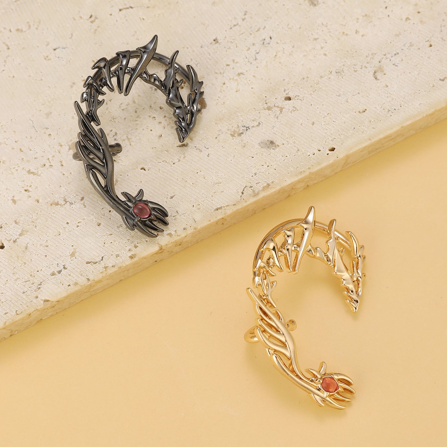 Wholesale Dragon Ear Cuff Clip On Earrings For Women Punk Style Non Pierced Zircon Ancient Silver Stylish Jewelry Gift