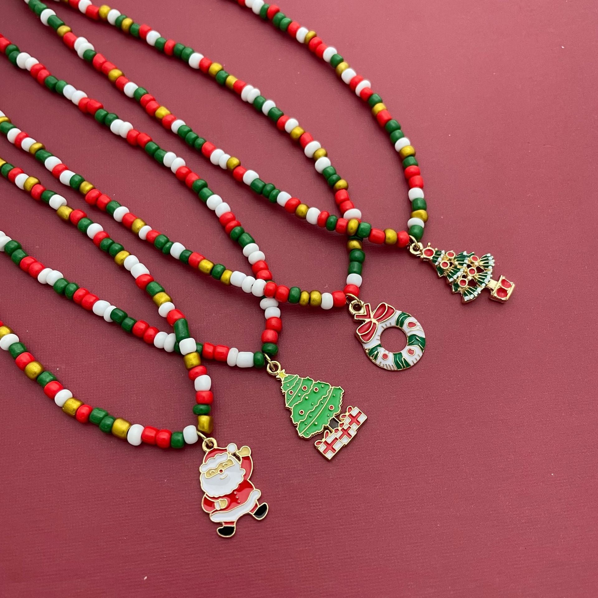 Wholesale Christmas acrylic rice beads necklace