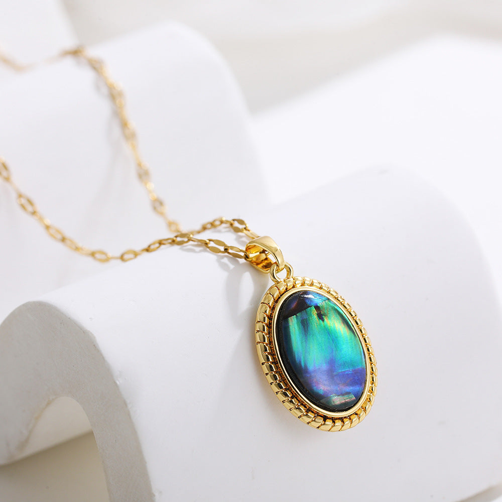 Wholesale abalone shell love unicorn clavicle chain retro stainless steel necklace