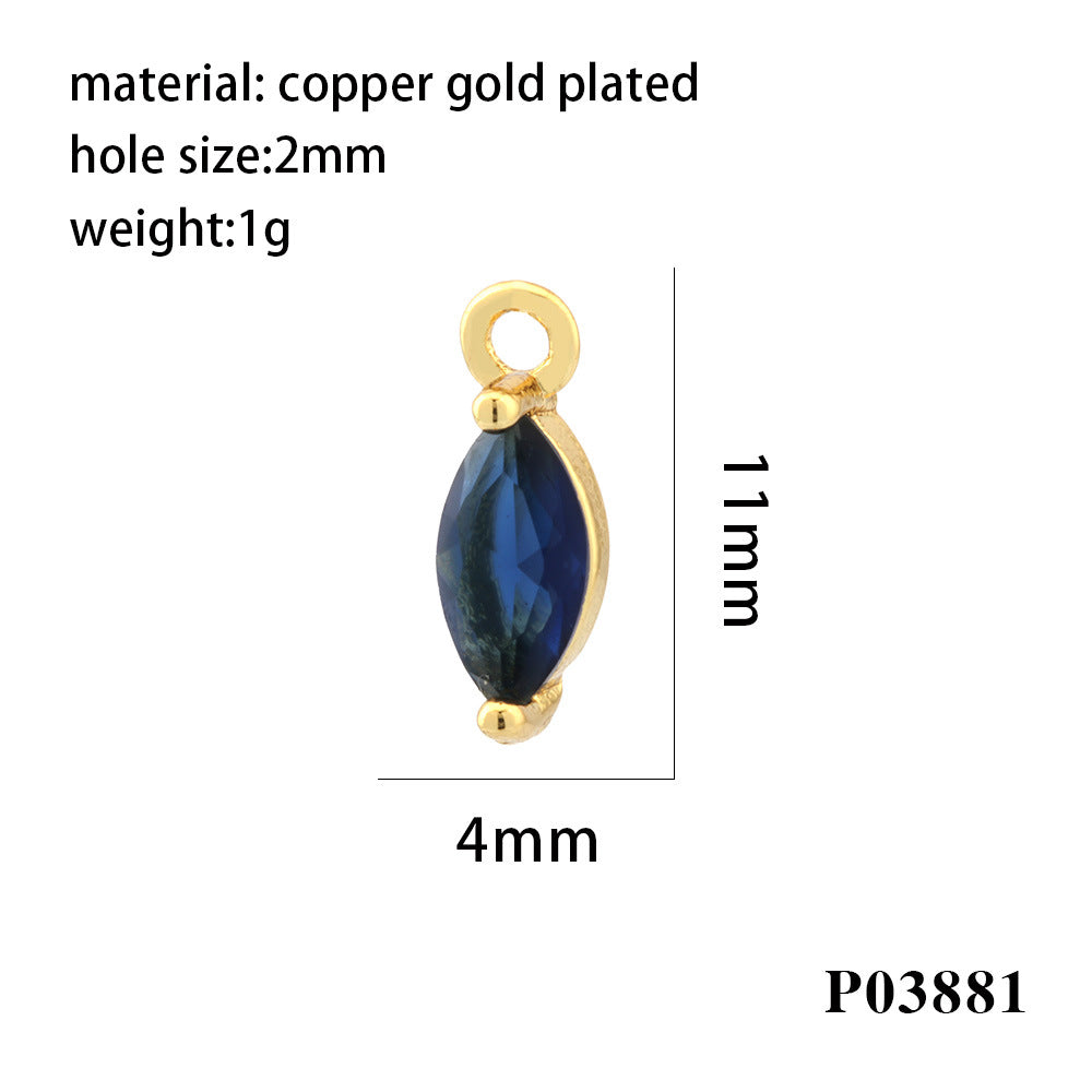 Wholesale 18K gold-plated micro-inlaid zircon colorful geometric marquise pendant