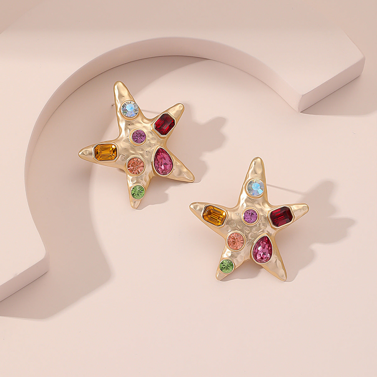 Wholesale Starfish Stud Earrings Alloy Diamond Design Fashion Jewelry Gift