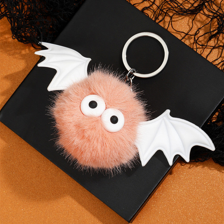 Wholesale Cartoon Bat Fur Ball Keychain,  Purple Silicone Bag Charm,  Cute Monster Elf Key Ring for Gift and Resale