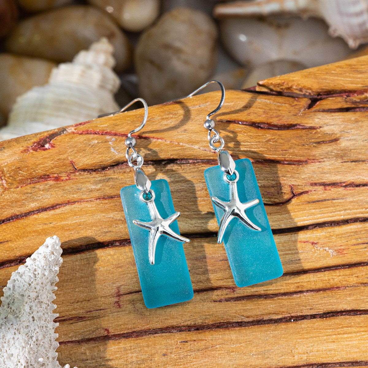 Wholesale Ocean Vacation Style Beach Sea Glass Earrings