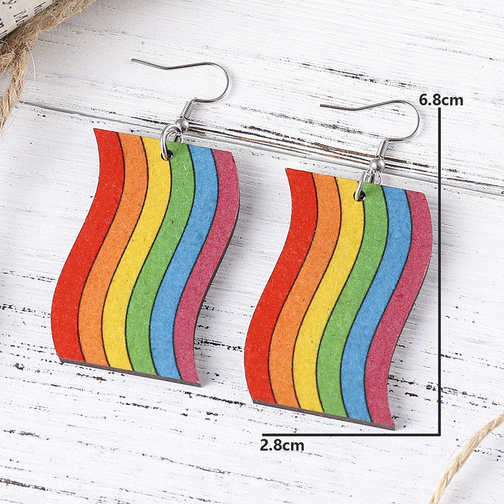 Wholesale  Rainbow Summer Love Geometric Simple Multicolor Earrings