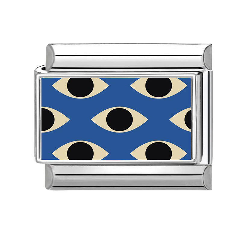 Wholesale Hearts and Love Italian Charms Blue series DIY square Single Section Creative Stainless Steel Composable Bracelet