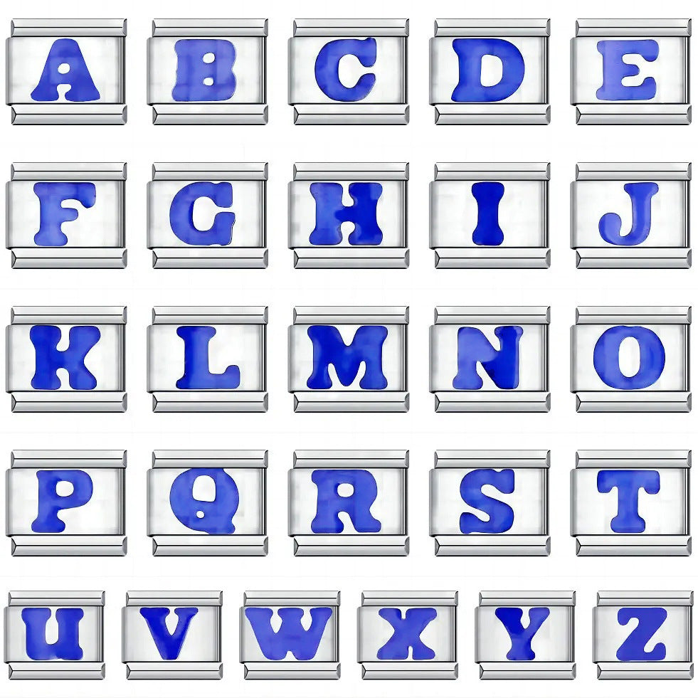 Wholesale Italian Charm Bracelet 9mm DIY blue English initials Creative Stainless Steel Composable Bracelet