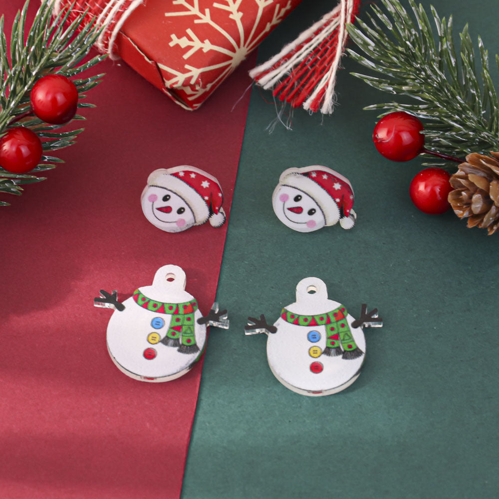 Wholesale Cute cartoon front and back Christmas stud earrings