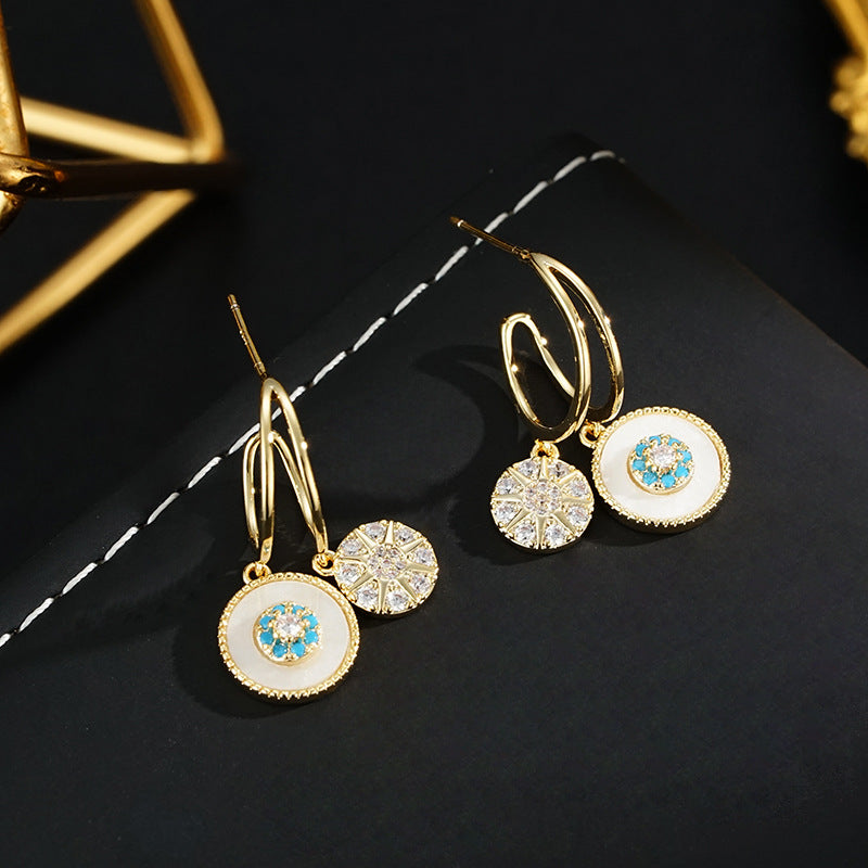 Wholesale  925 silver pin earrings zircon micro-set earrings